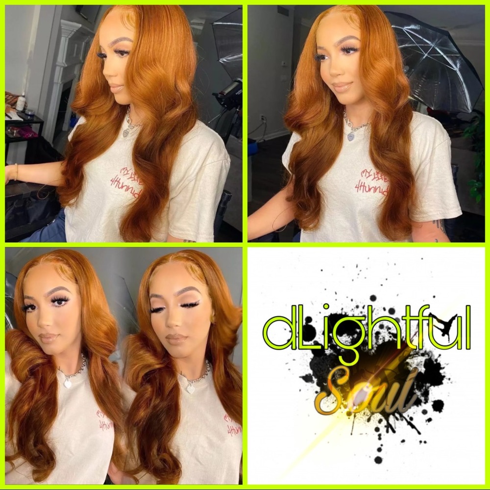 10A Burnt Orange & Brown Ombré Human Hair Wig